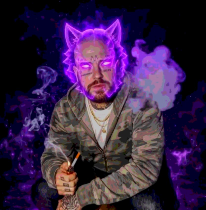 Bankz fully transformed, wolf aura at full power.