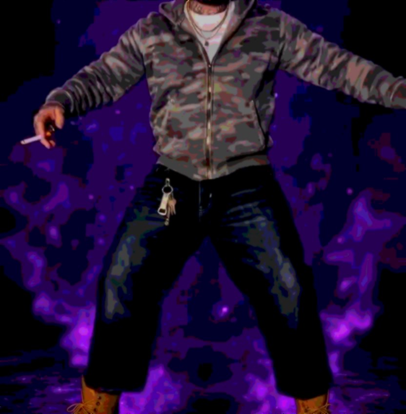 Bankz post-hunt, wolf aura visible, calm composure.