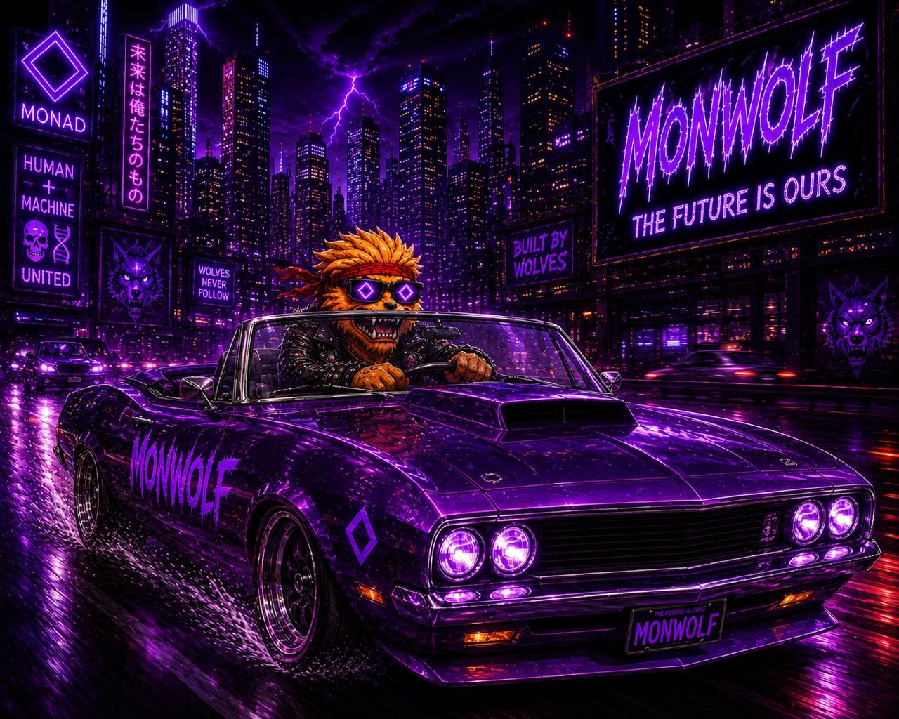 MonWolf cruising Monad's cyber skyline